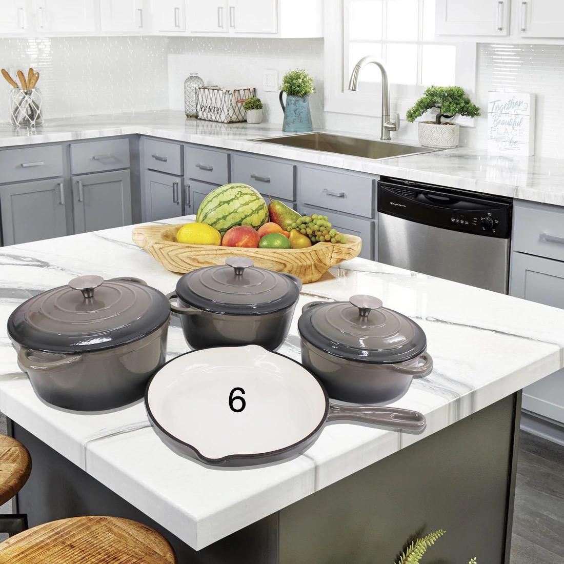 Cast Iron Pot Set 7pcs - Grey