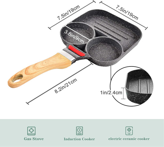 Pan with 2 Hole, Non-Stick Fried Egg Burger Pan