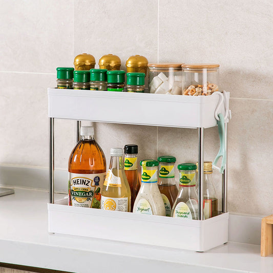 2 Layer Storage Trolley Kitchen Bathroom Rack Tower Cart