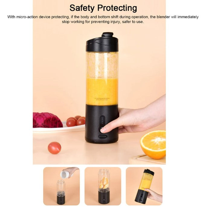 Portable Blender Cup USB Electric Fruit Juicer Rechargeable for Outdoor Sports Travel Camping - Black