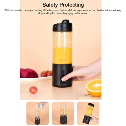 Portable Blender Cup USB Electric Fruit Juicer Rechargeable for Outdoor Sports Travel Camping - Black
