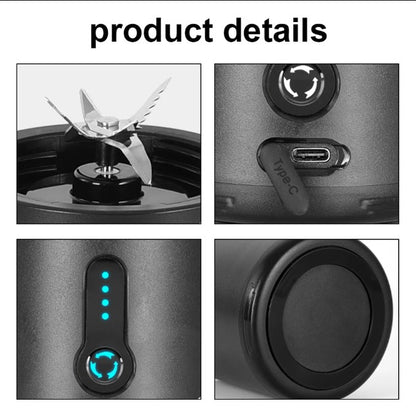 Portable Blender Cup USB Electric Fruit Juicer Rechargeable for Outdoor Sports Travel Camping - Black