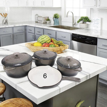 Cast Iron Pot Set 7pcs - Grey