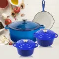 Cast Iron Pot Set 7pcs - Royal Blue