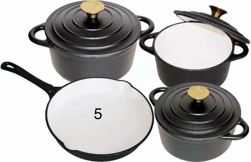 Cast Iron Pot Set 7pcs - Black