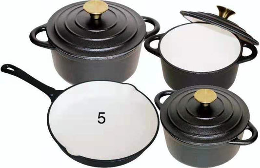Cast Iron Pot Set 7pcs - Black