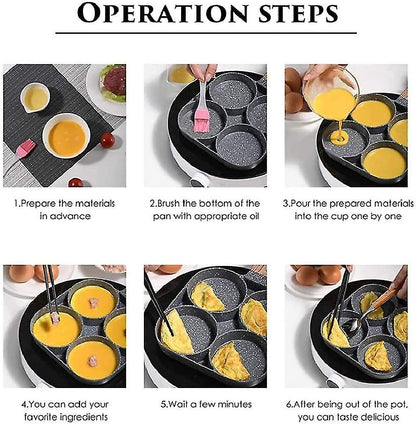 Time Saving Non Stick 4 Hole Frying Pan