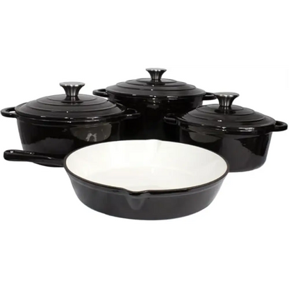 Cast Iron Pot Set 7pcs - Black