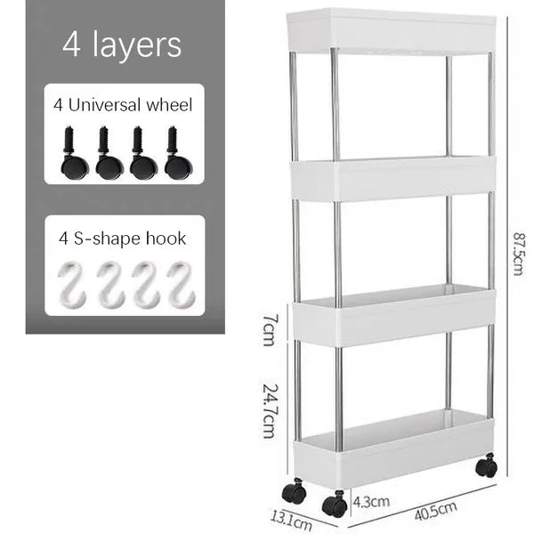 4 Layer Storage Trolley Kitchen/Bathroom Rack Tower Cart