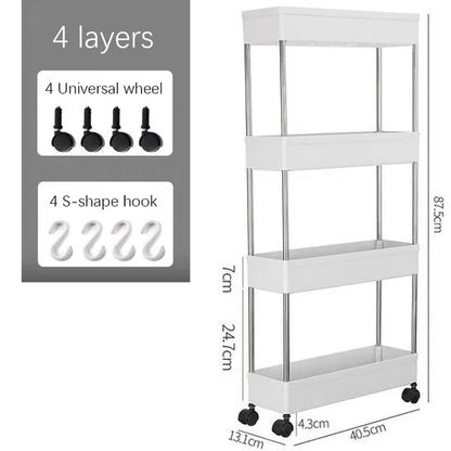 4 Layer Storage Trolley Kitchen/Bathroom Rack Tower Cart