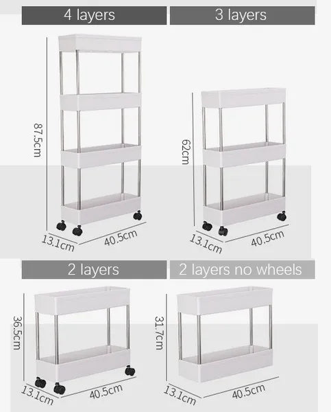 4 Layer Storage Trolley Kitchen/Bathroom Rack Tower Cart