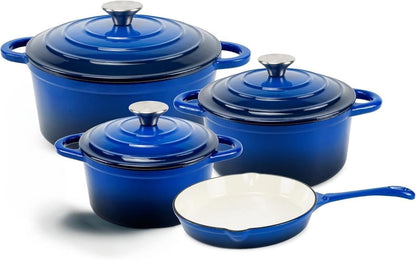 Cast Iron Pot Set 7pcs - Royal Blue