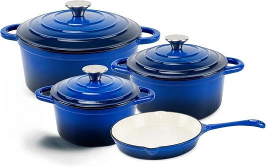 Cast Iron Pot Set 7pcs - Royal Blue