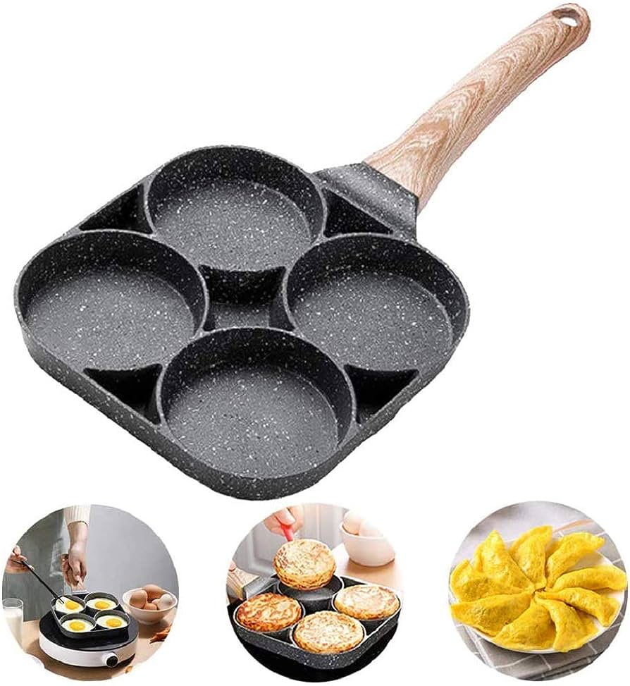 Time Saving Non Stick 4 Hole Frying Pan