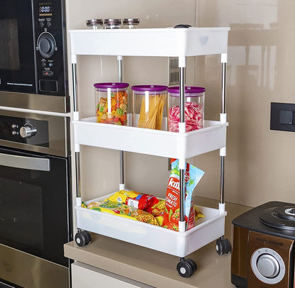 3 Layer Storage Trolley Kitchen Bathroom Rack Tower Cart