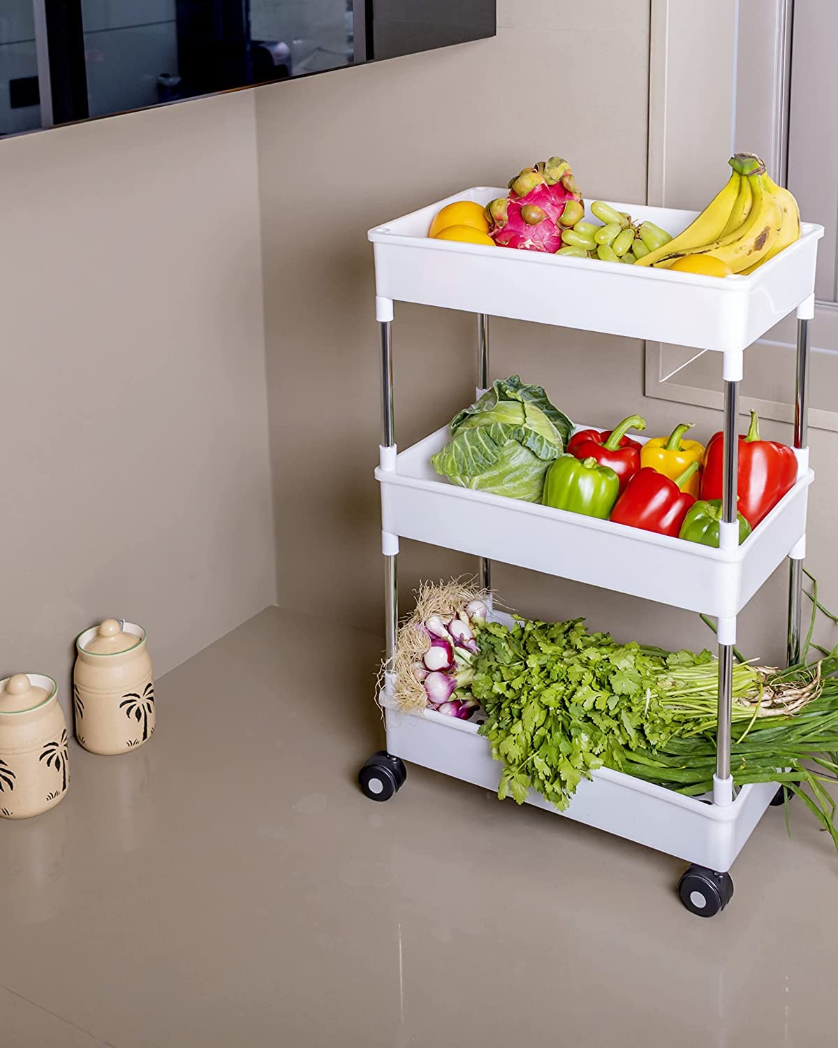 3 Layer Storage Trolley Kitchen Bathroom Rack Tower Cart