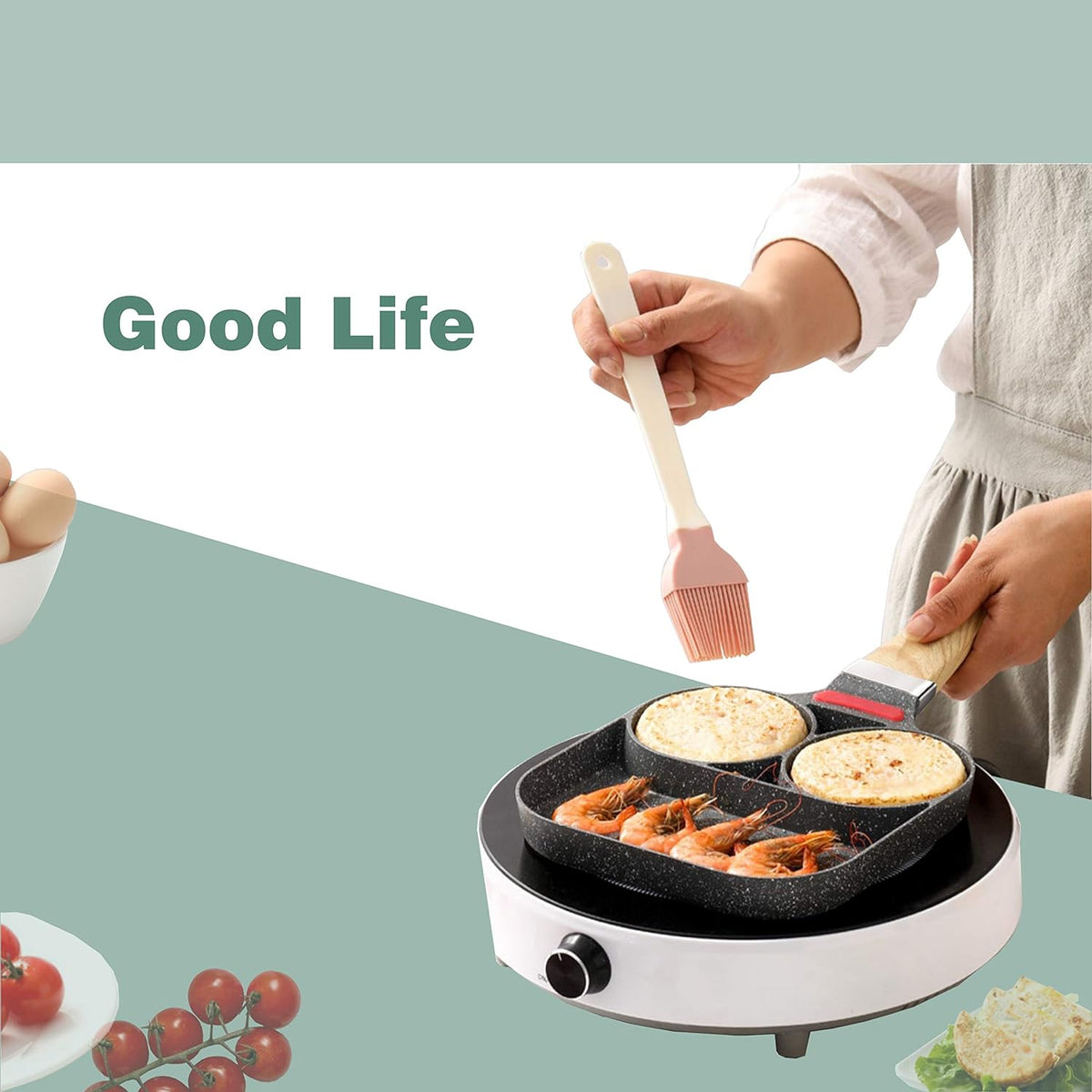 Pan with 2 Hole, Non-Stick Fried Egg Burger Pan