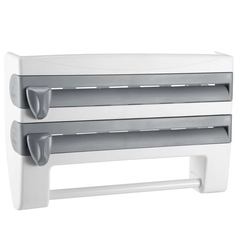 Multi-fuctional 4 In 1 Kitchen Storage Holder Rack for Paper Towel/Cling Film/Tin Foil Dispenser