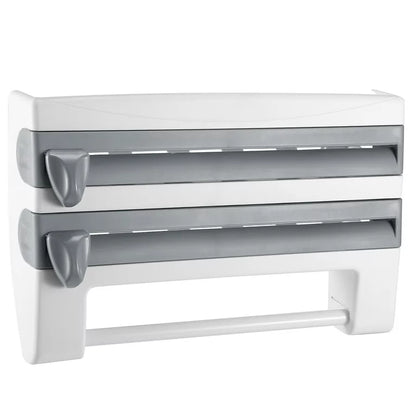 Multi-fuctional 4 In 1 Kitchen Storage Holder Rack for Paper Towel/Cling Film/Tin Foil Dispenser