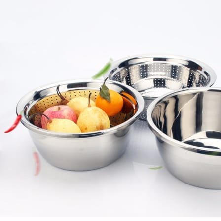 Strainer Colander Mixing Bowl Set - 3 piece Stainless Steel_0