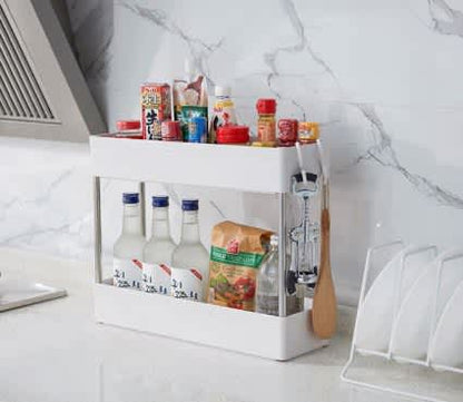 2 Layer Storage Trolley Kitchen Bathroom Rack Tower Cart_0